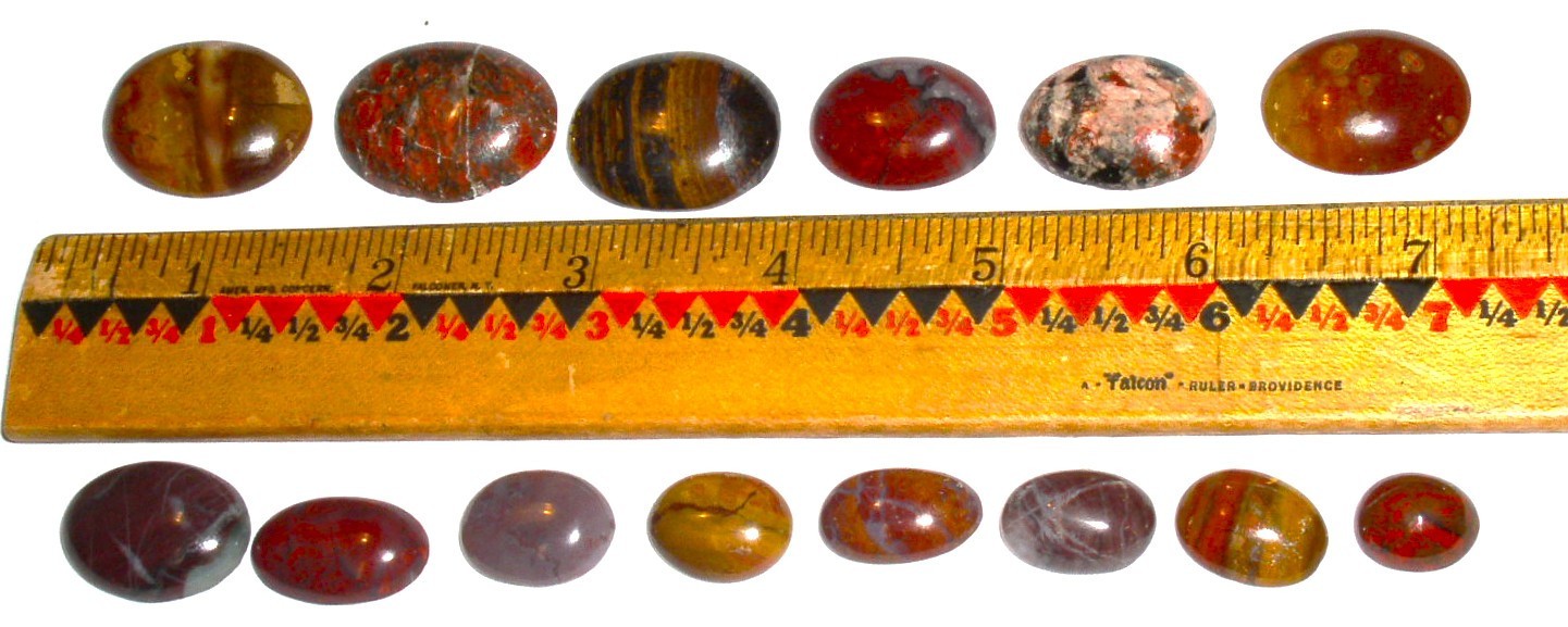 LOT VTG Jasper-Reds Polished Cabochon Stones (14) 48 grms Sizes vary see Photos