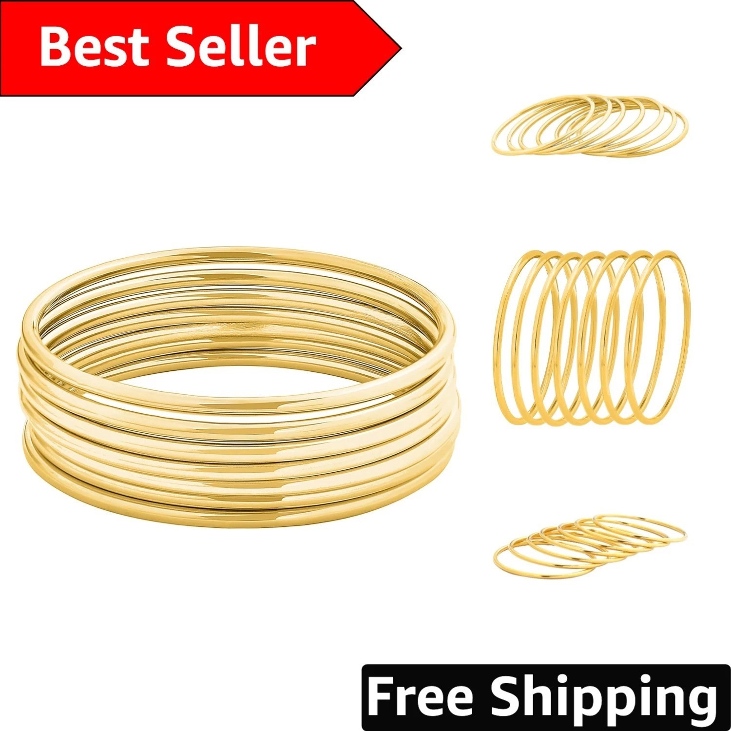 Sleek and Stylish 7-Bangle Set – Glossy Stainless Steel for Every Occasion