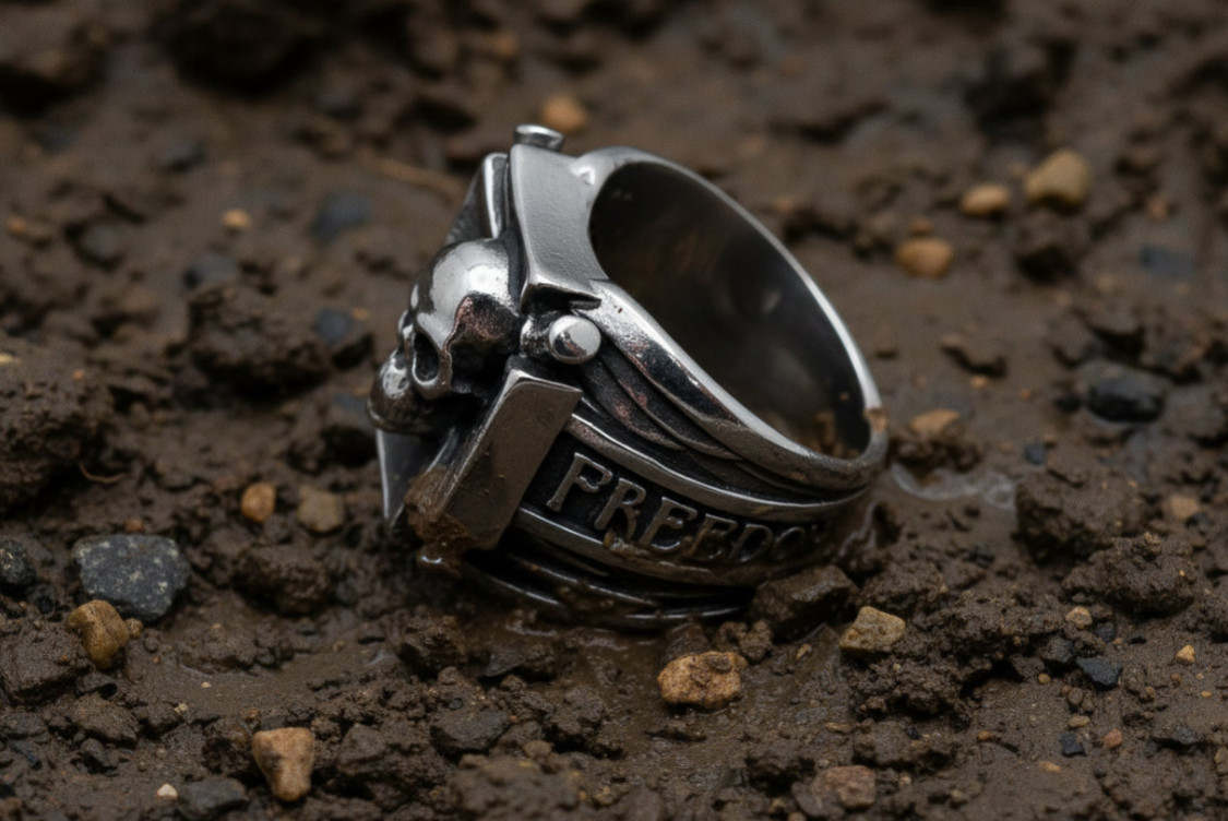 Men’s Stainless Steel Maltese Cross Skull Ring size 9 to 18 / 122
