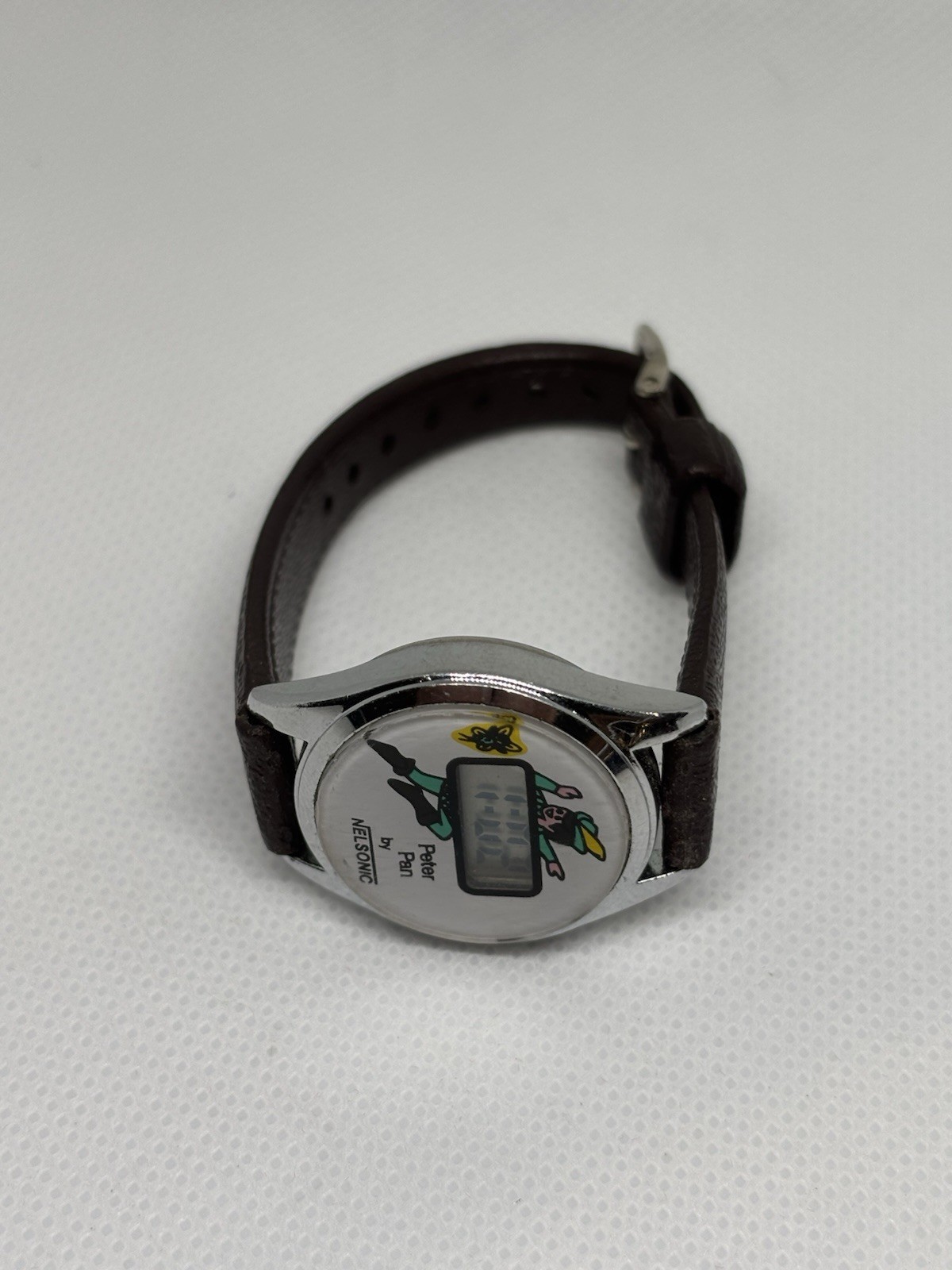 Vintage Nelsonic Peter Pan LCD Digital Watch Disney New Battery Runs Great