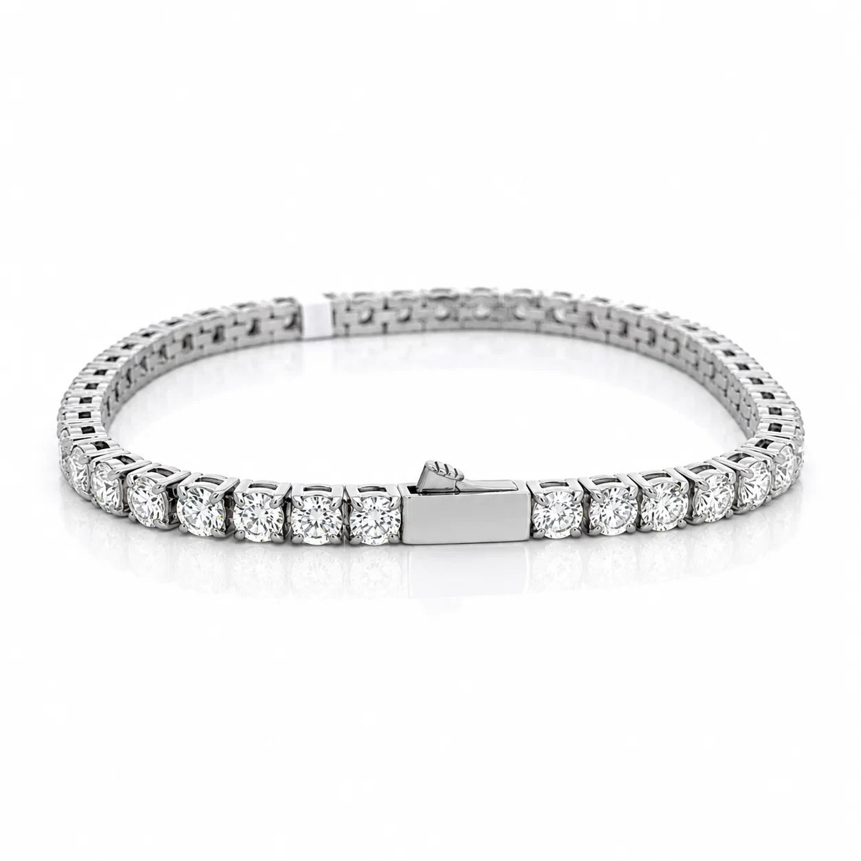4mm Moissanite Tennis Bracelet silver 7 7.5 8 Inch Unisex
