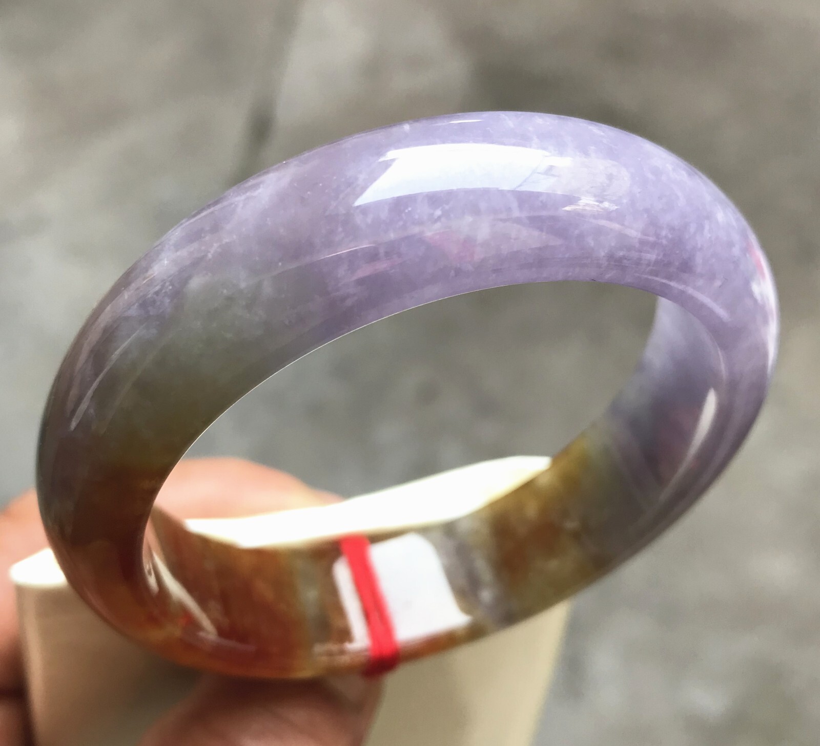 58.3mm Natural Ice Red Lavender Jadeite Jade Bracelet Burma Jade Bangle