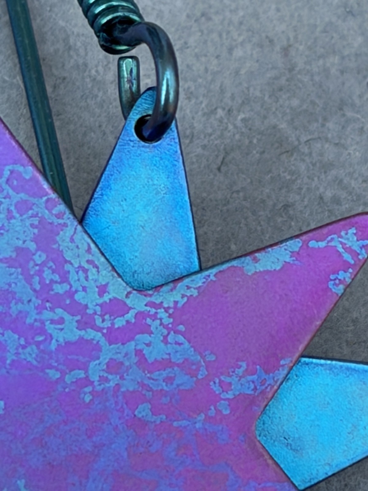 Vintage Star Dangle Earrings Spectore Exotic Anodized Titanium Starburst Blue