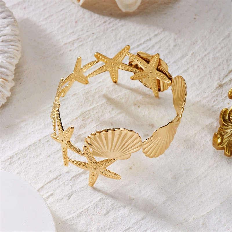 Sea Star Starfish Shell Upper Arm Bracelet for Women Beach Vacation Jewelry