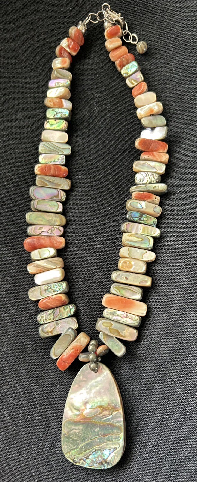 Silpada California Red Abalone Shell Sterling Reversible Pendant Necklace N1046
