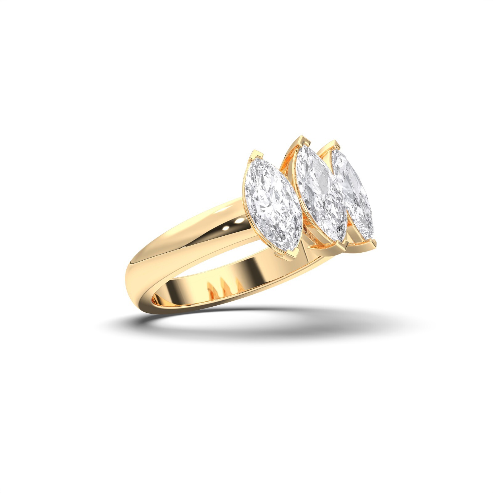 2.25 Ct Marquise Cut Moissanite Stone 3 Stone Engagement Ring in Silver For Her