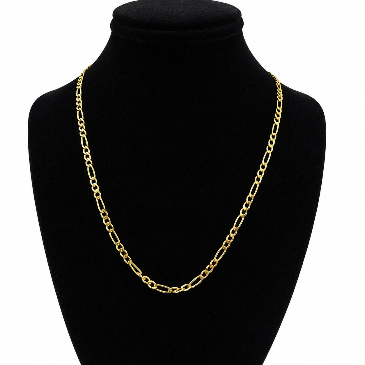 Real 10K Gold Figaro Chain Necklace 18 in 2.5mm Diamond Cut Unisex Jewelry