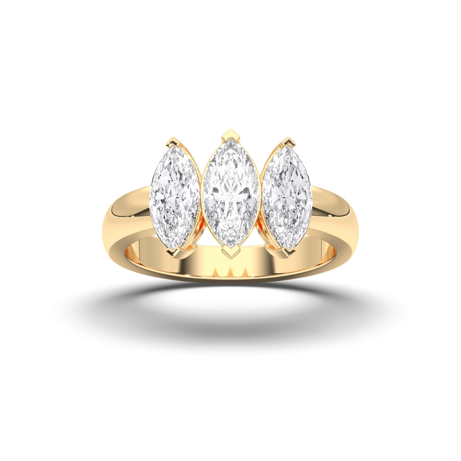 2.25 Ct Marquise Cut Moissanite Stone 3 Stone Engagement Ring in Silver For Her