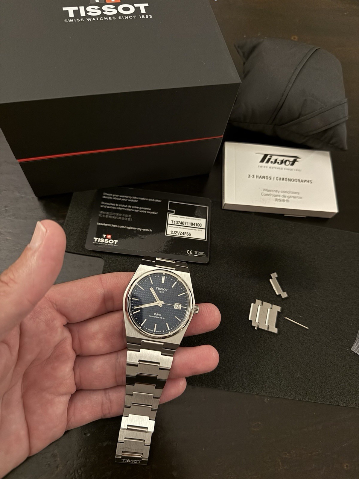 Tissot PRX Powermatic 80 Blue Dial Watch 40mm Full Set And Purchase Receipt