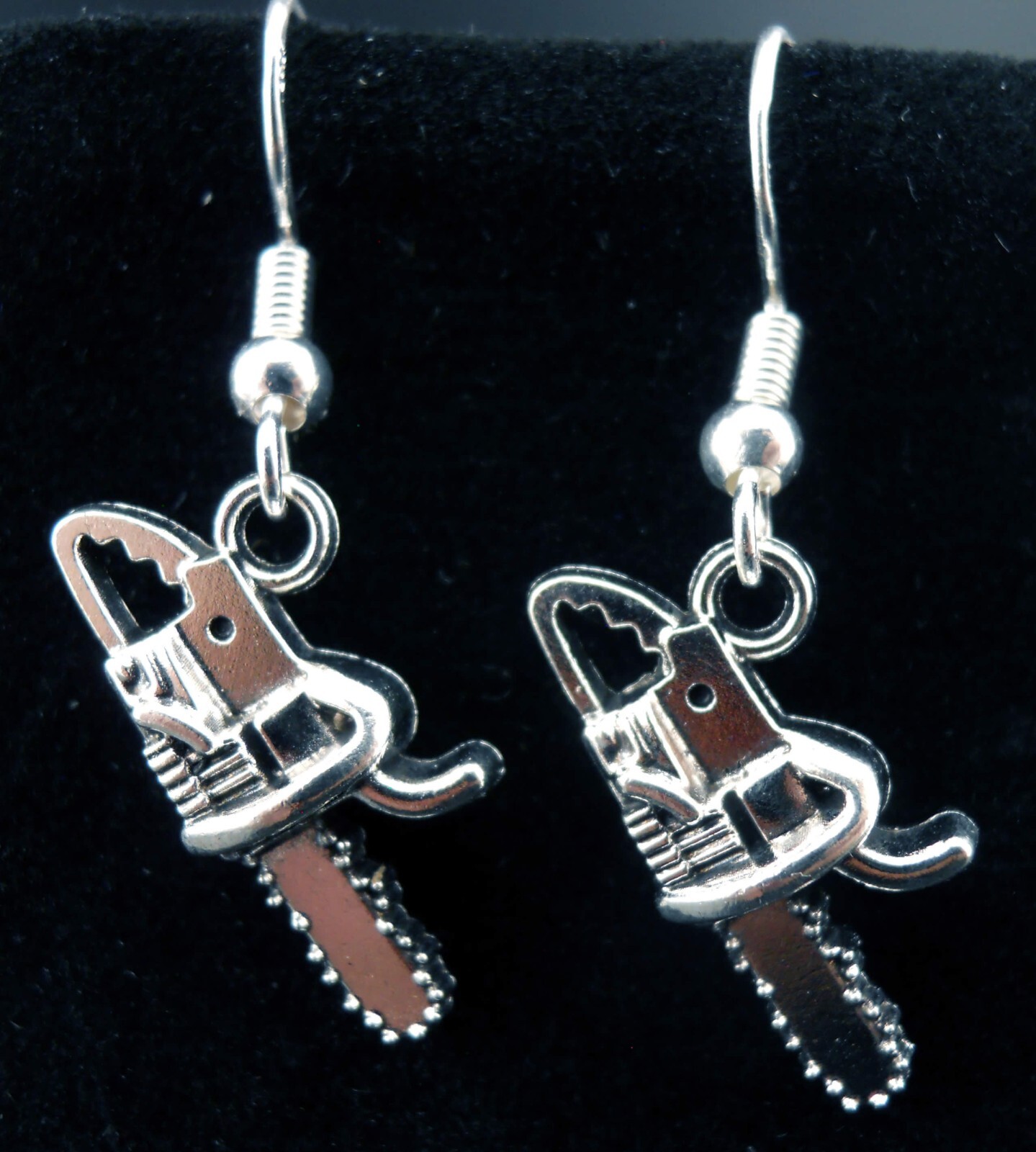 Chainsaw Earrings Sterling Silver Ear Wires 3d Texas Massacre Horror Arborist