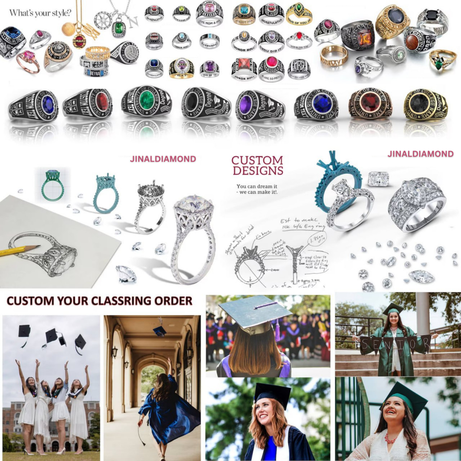 Order Now For 2026 Graduation Women High School Class Ring Custom Oval Gemstone