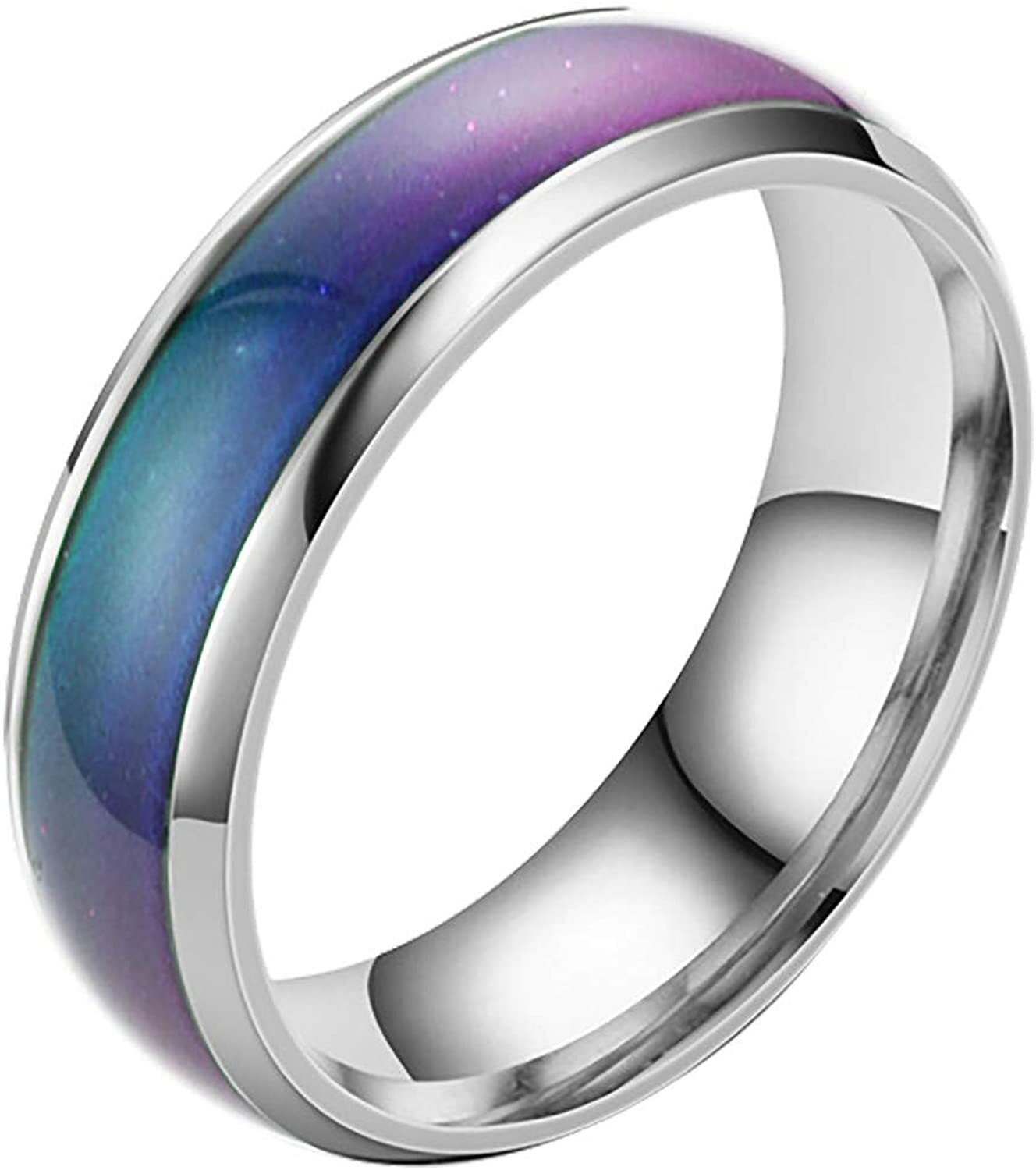 Stainless Steel Temperature Changing Color Mood Rings Emotion Ring Mood Band USA