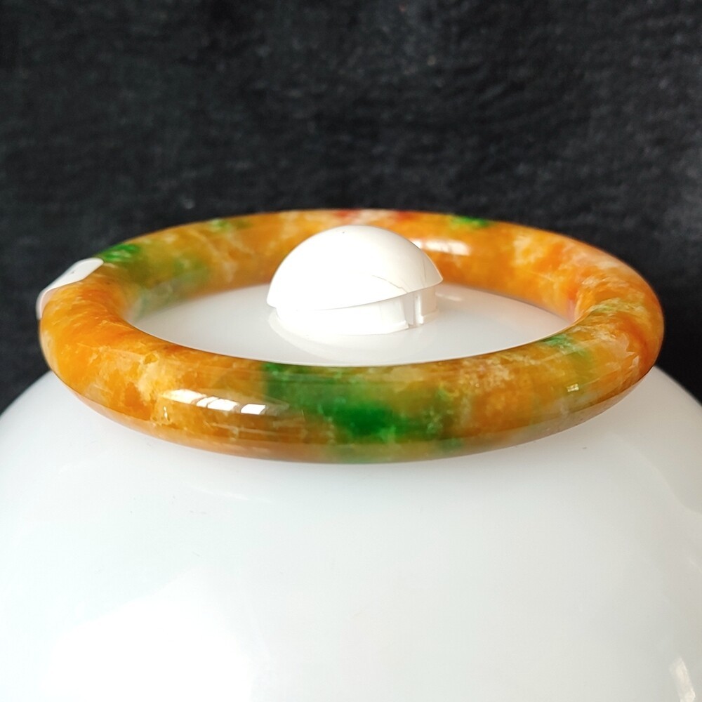 Certified Grade A Yellow Green 57mm Natural Burma Jade jadeite Bangle Bracelet