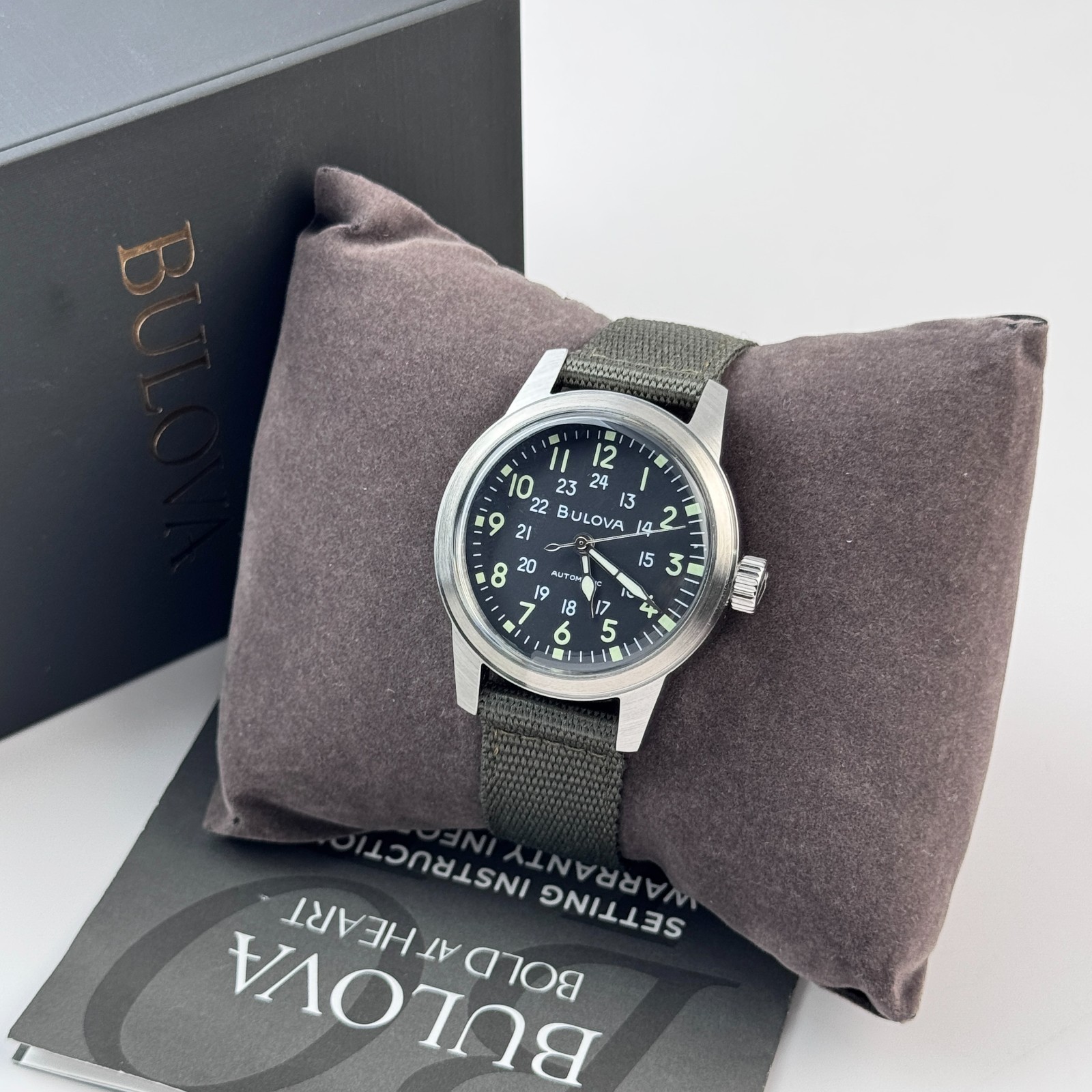 Bulova Hack VWI Special Edition Automatic Black Dial Men’s Nylon Watch 96A259