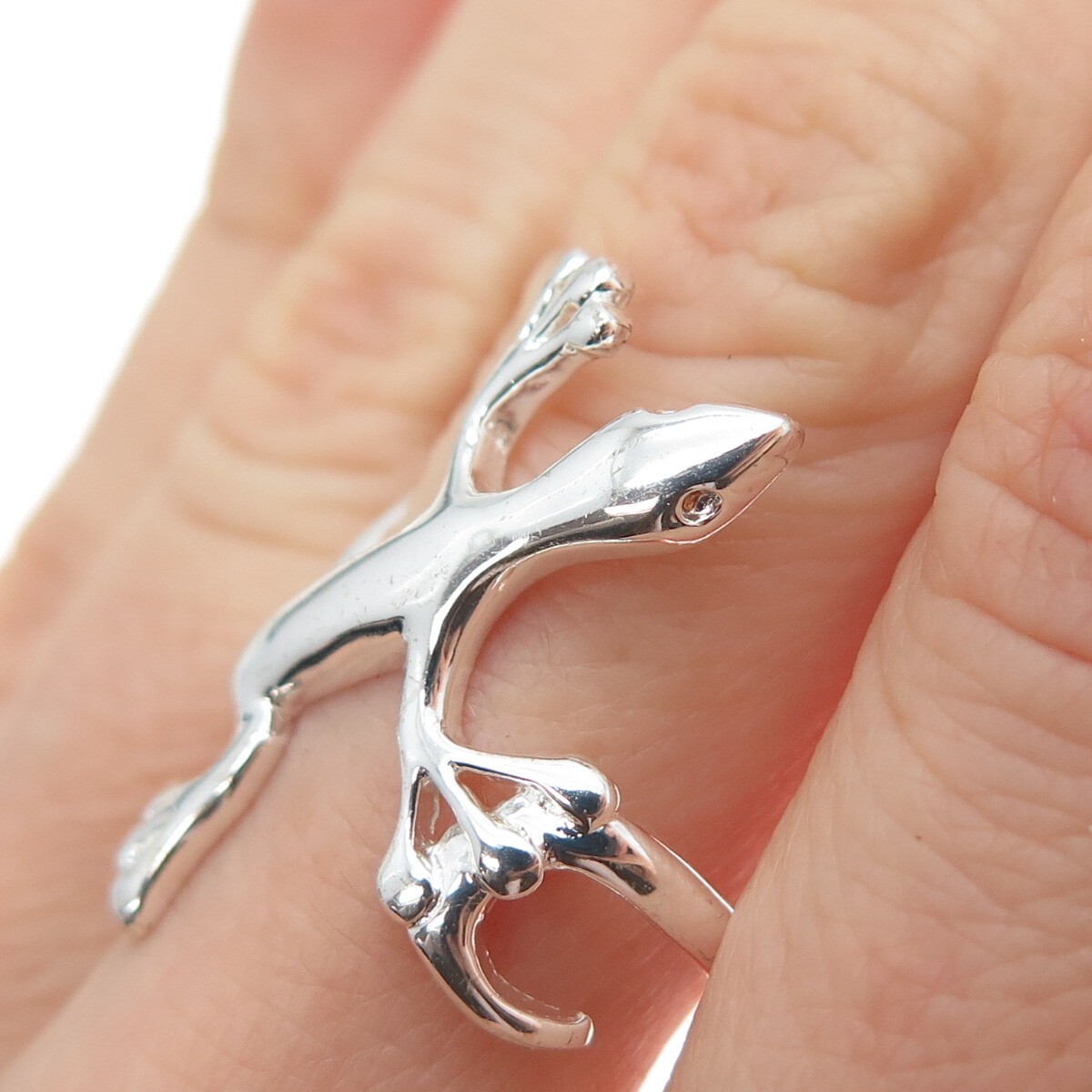 925 Sterling Silver Vintage Lizard Ring Size 8.25