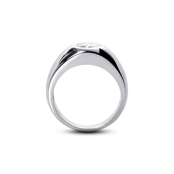 Solitaire Mens Ring Platinum Classic Round 1.39 Carat Lab-Grown Diamond H VS2