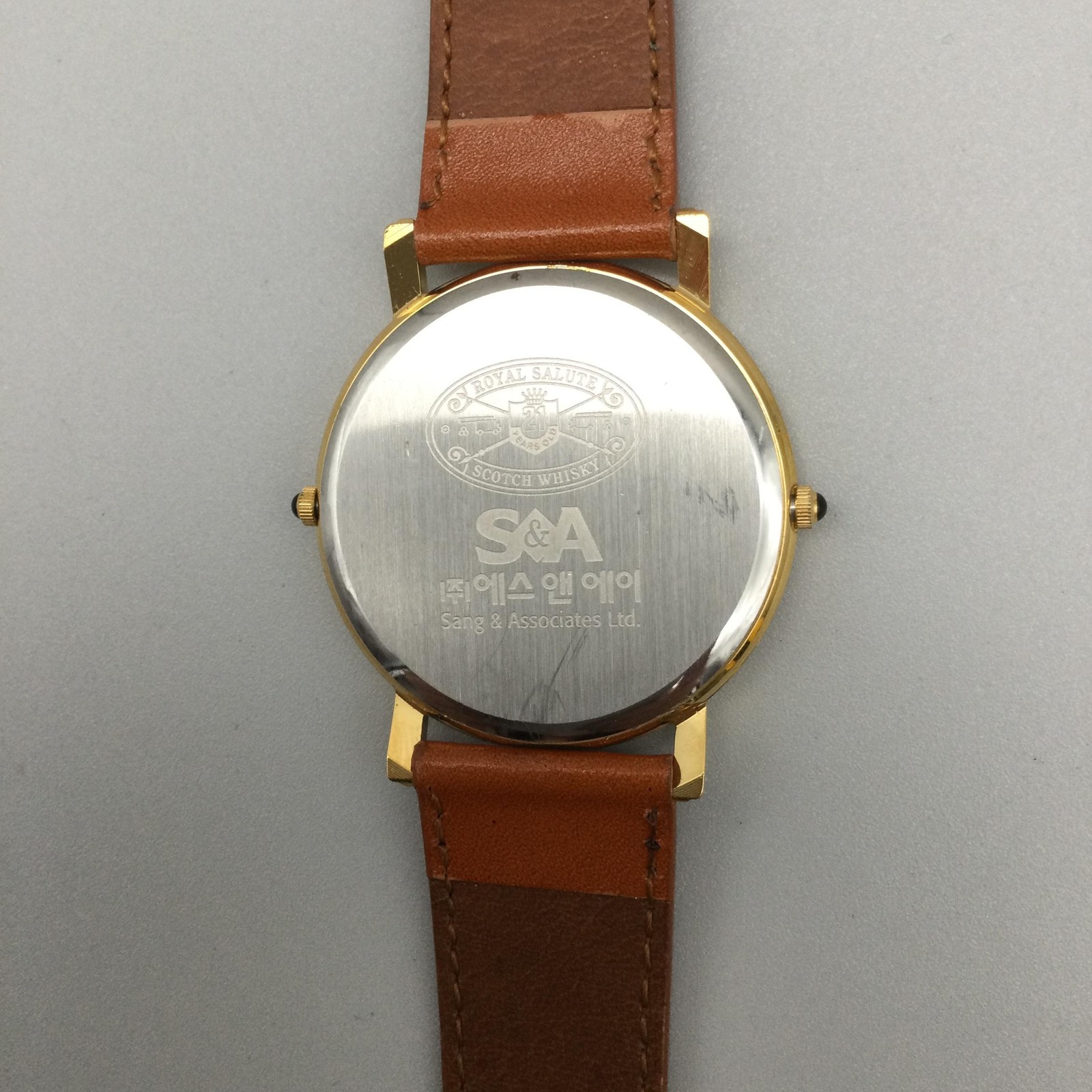 Royal Salute 21 Year Whiskey Mens Watch 36mm Dual Time Brown Leather New Battery