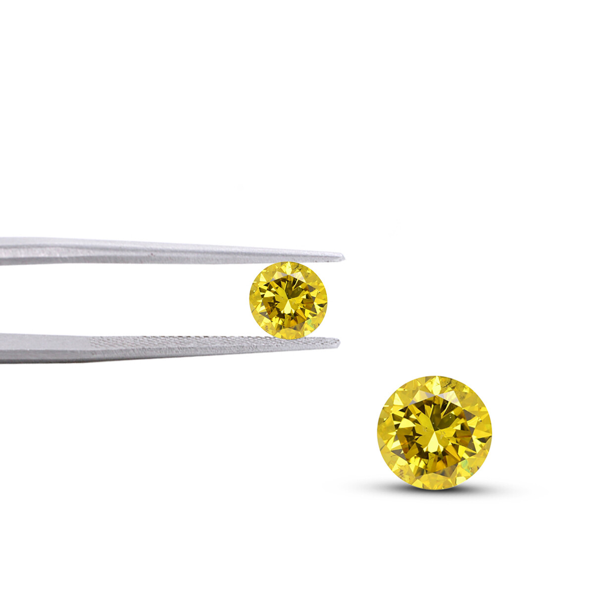 0.66cts 4.3mm Matching Round Pair Fancy Yellow Natural Earth Mined Loose Diamond