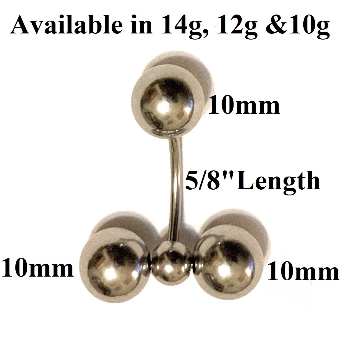 Handcrafted Surgical Steel 14g t0 10g 5/8″ 3X10mm Balls PA ROLLER BALLS Barbell.
