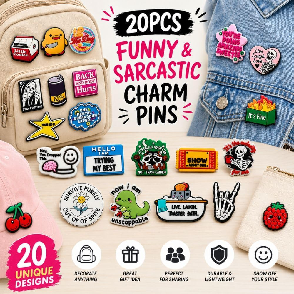 20PC Funny OG Charm Pins Bulk Set Cute Cool Novelty Meme Button Pins