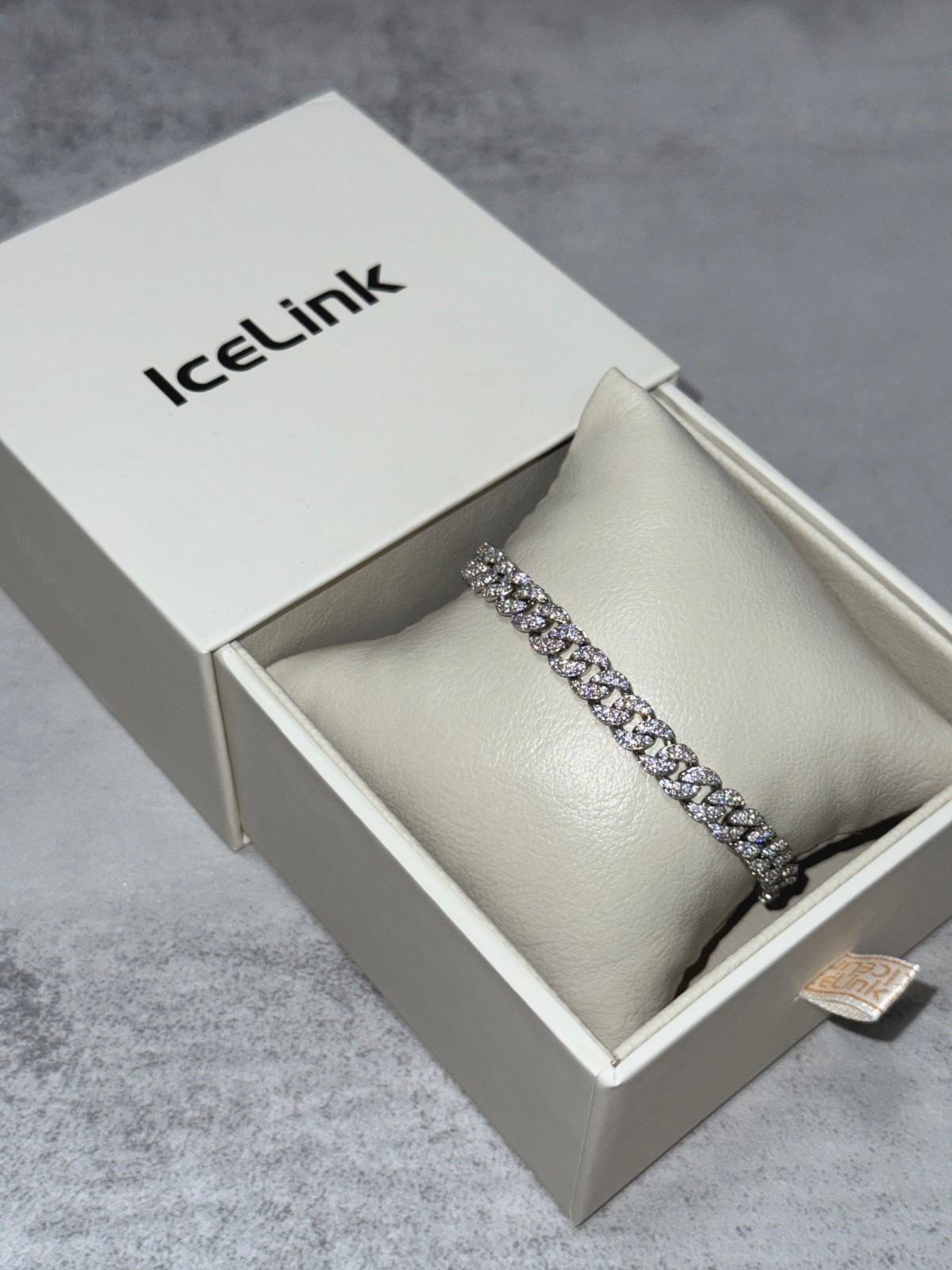 IceLink Cuban Link Chain Bracelet, Bright CZ, Rhodium Plated, Adjustable Slider