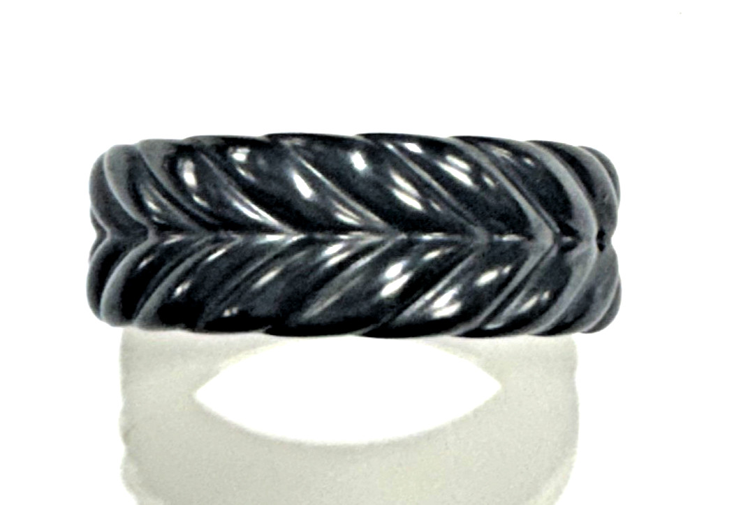 DAVID YURMAN Chevron Band Ring Black Titanium 9MM Size 10