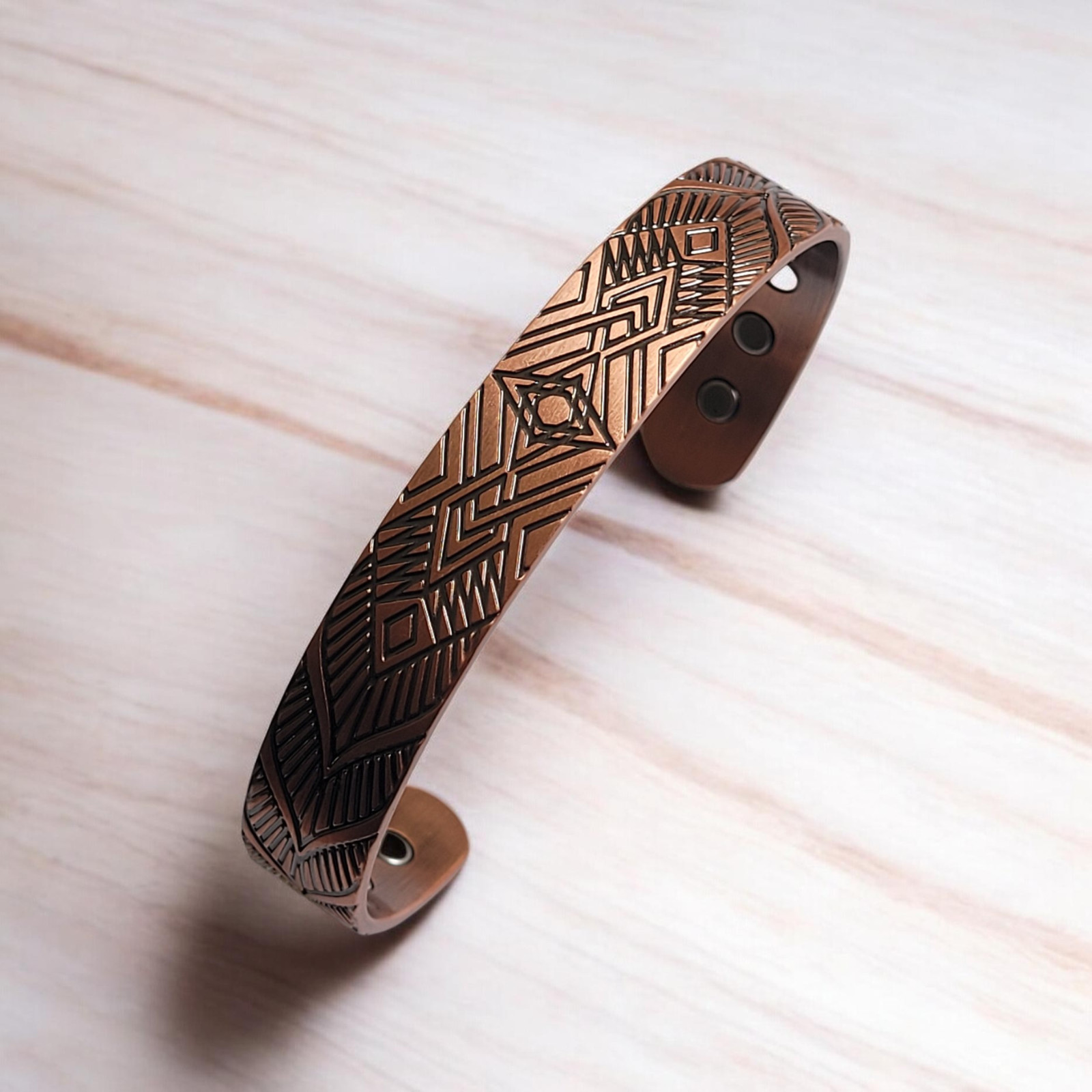 Artisan Pure Solid Copper Magnetic Bracelet Arthritis Therapy Cuff Geometric II