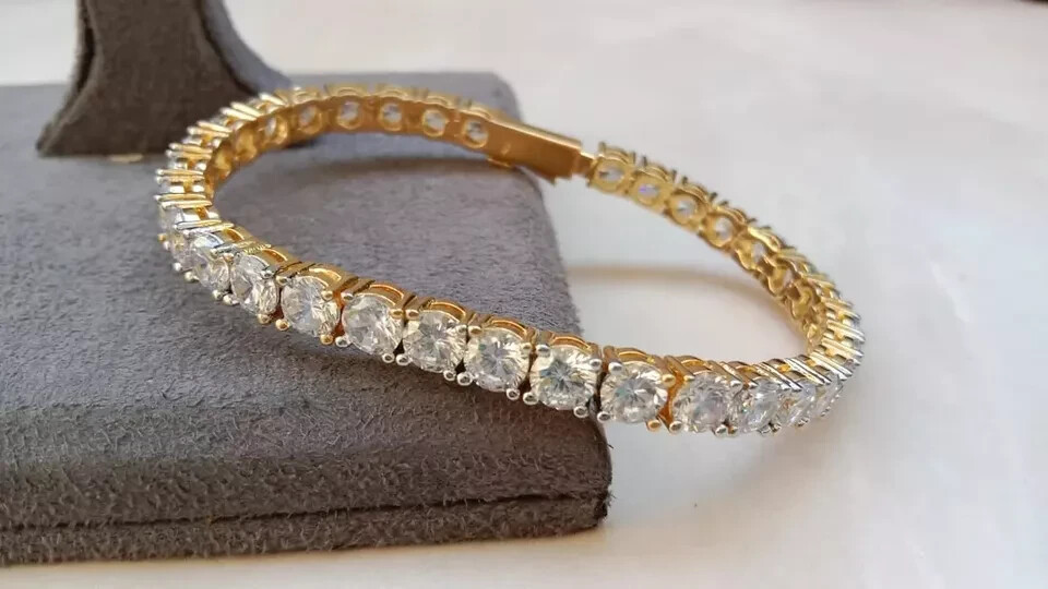 9CT Round Cut Lab-Created Diamond Tennis 7.5 in Bracelet 14k Yellow Gold Plated