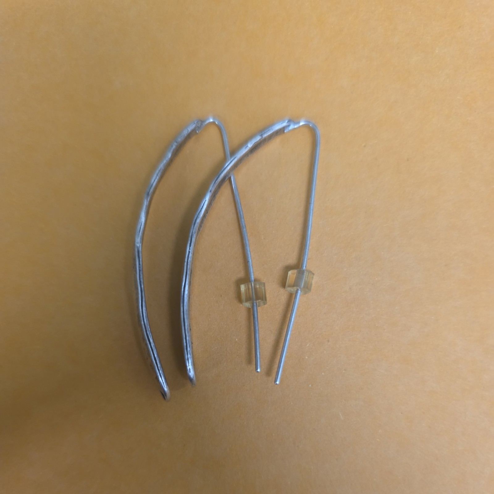 PZ Israel Paz Creations Vintage Hammered SS 2” Hook Earrings