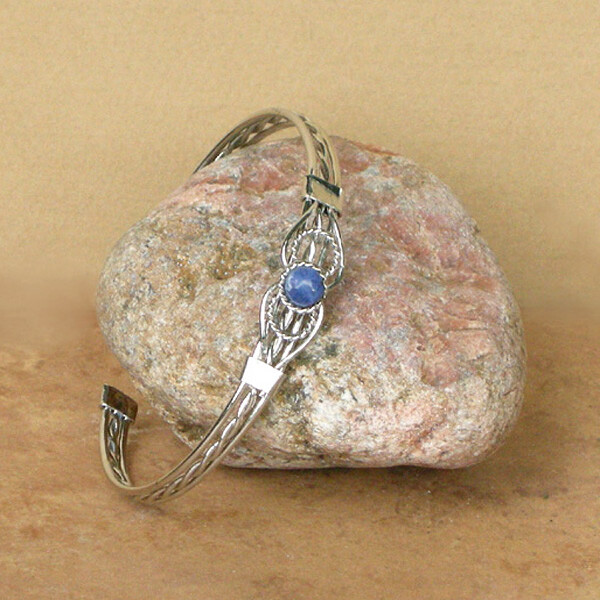 Natural Stone Cuff Bracelet-Blue Sodalite – Artisan Hand-Made in Peru-Fair Trade