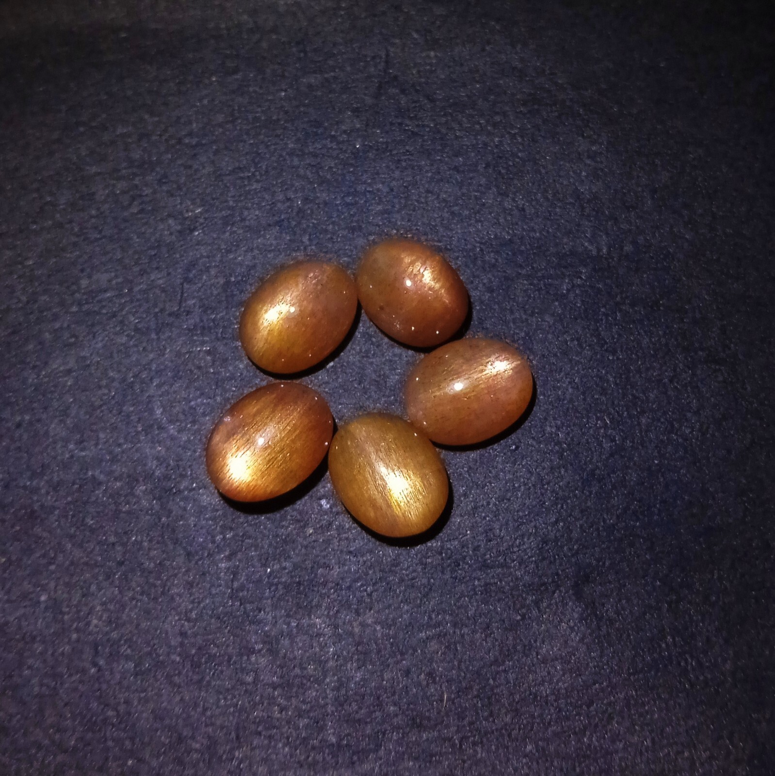 9.2 Carat 9×7 MM Natural Golden Brown Sunstone Oval Shape 5 Piece Lot Cabochon