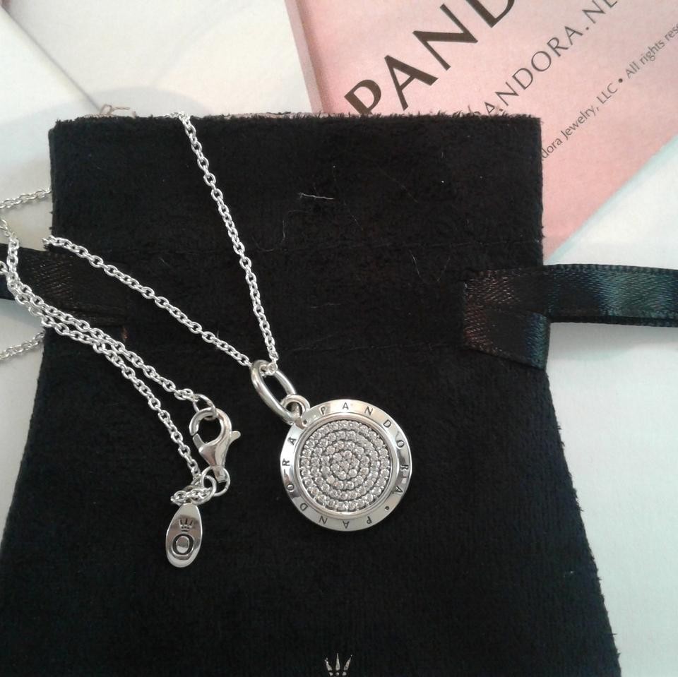 New Authentic PANDORA Signature Logo Pendant Silver 925 Necklace 17.7″ w/ BOX