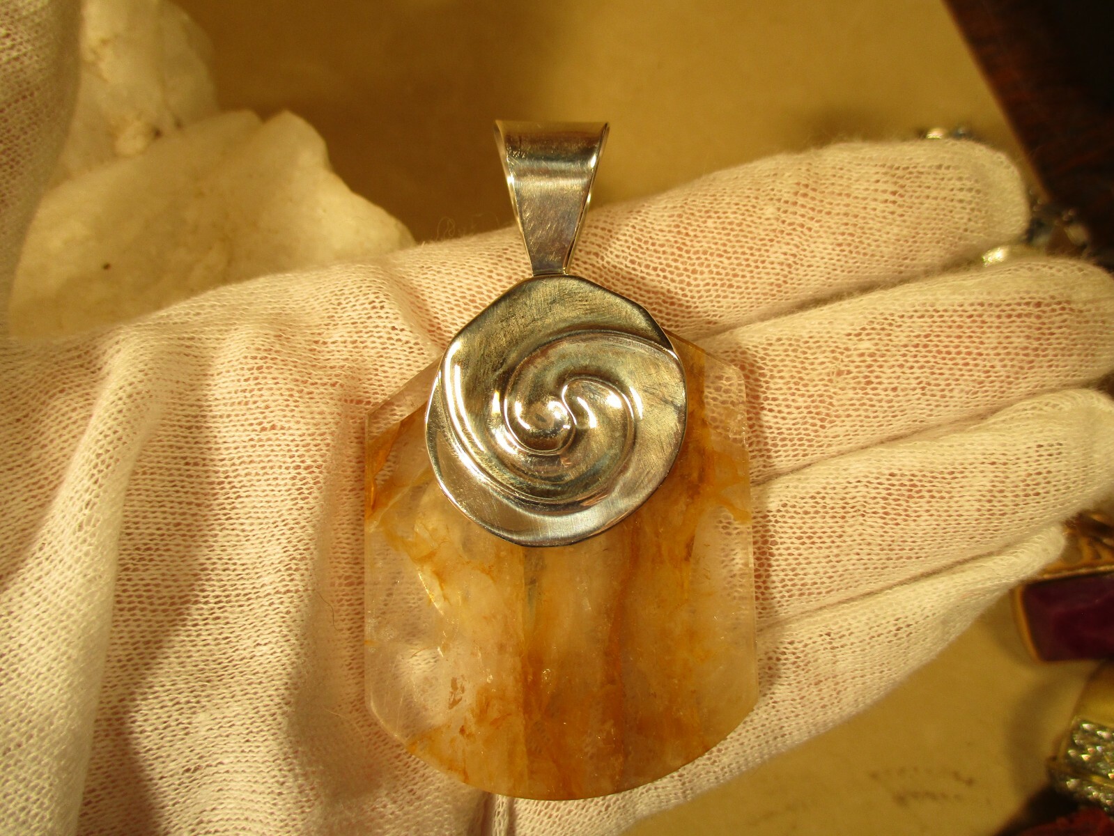 Jay KIng DRT HSN Sunshine Quartz Sterling Silver Pendant and Earring Set