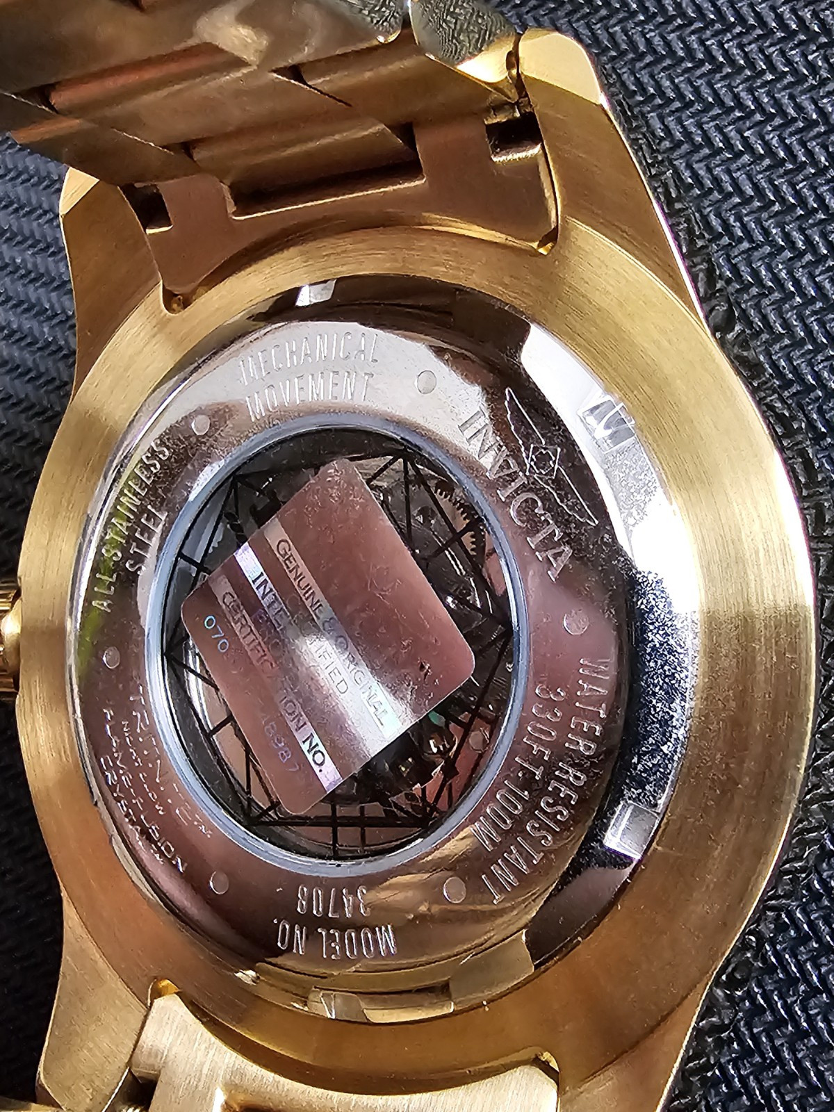 Invicta Gold/Steel Watch 51mm Case Flame Fusion Water Resistant,34708