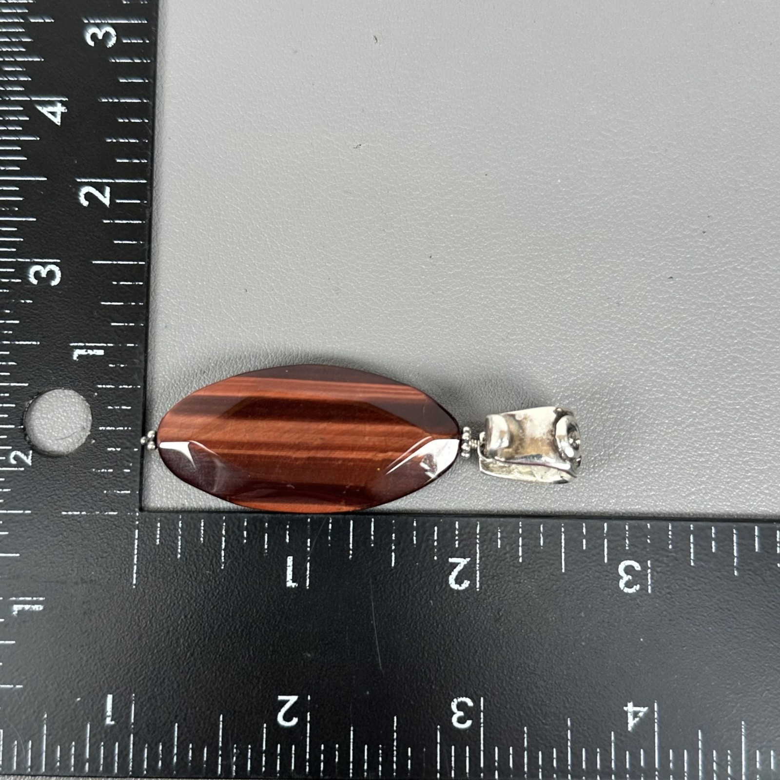 Lovely Barse Thailand Red Tiger Eye Enhancer Pendant Sterling Silver Bail 16.3g