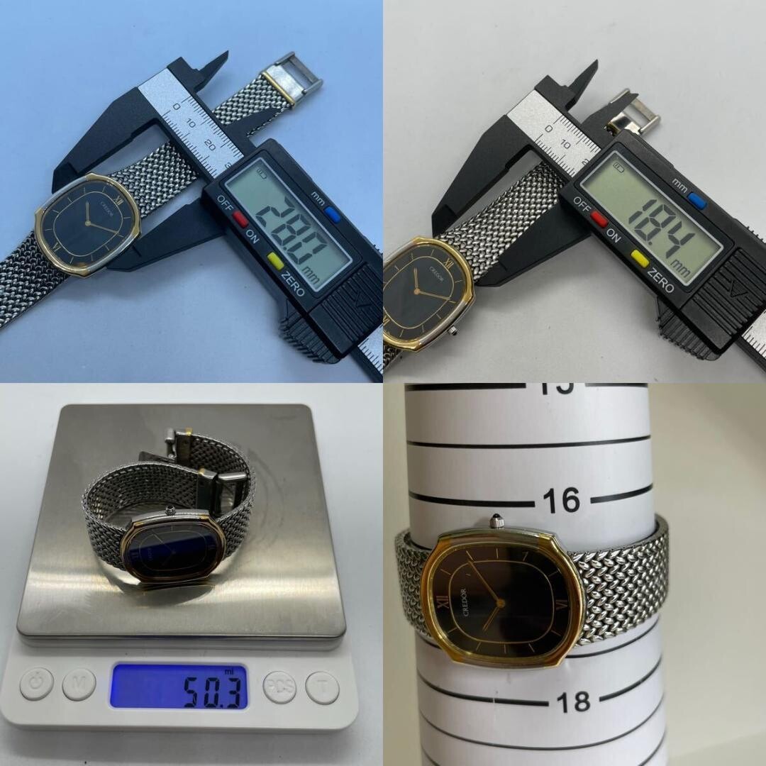JUNK CREDOR Seiko 18K Gold Bezel Blue Sardonyx Dial Quartz 7770 5141 Not Running