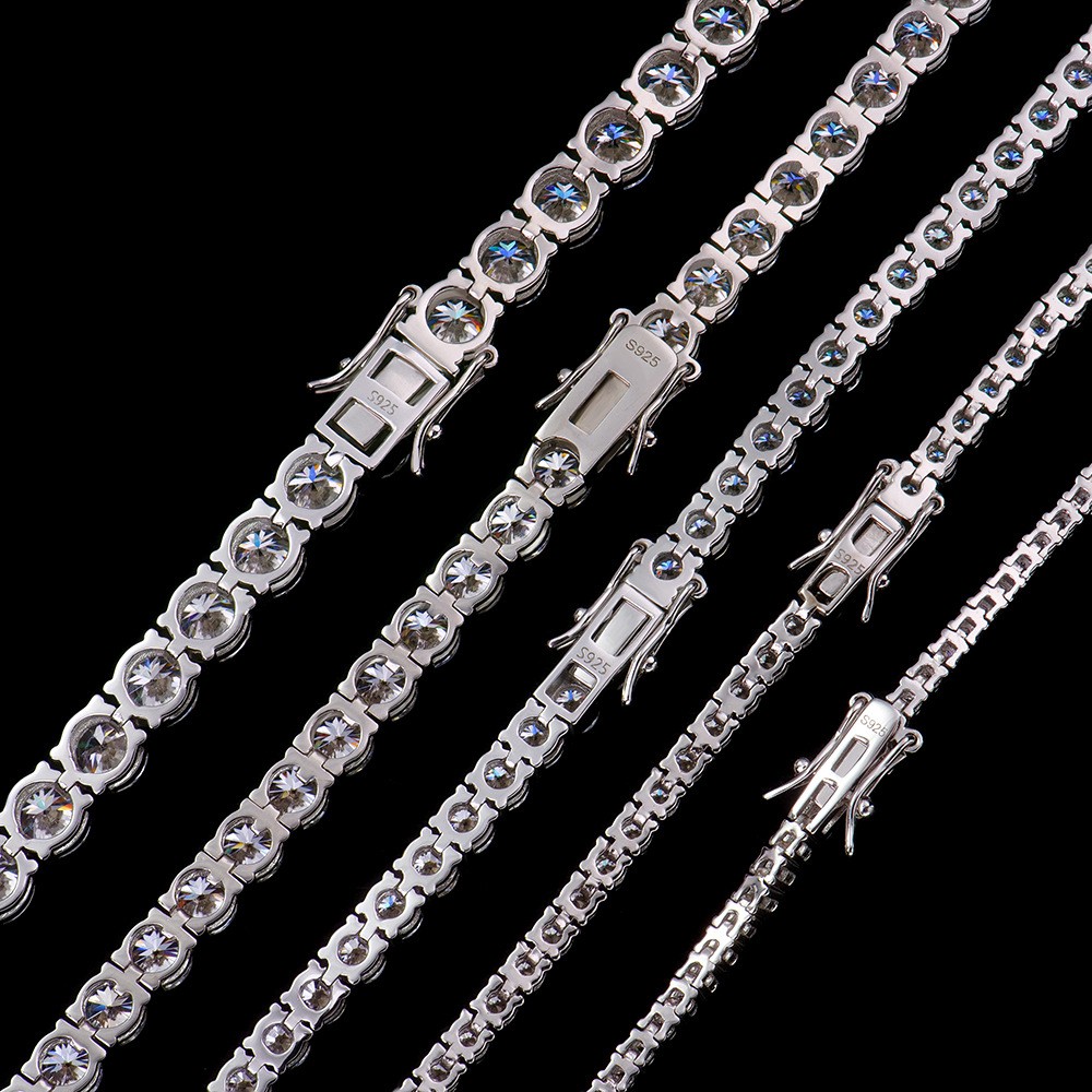 2-6mm MOISSANITE Tennis Chain Bracelet Men 925 Sterling Silver Valentine’s Day