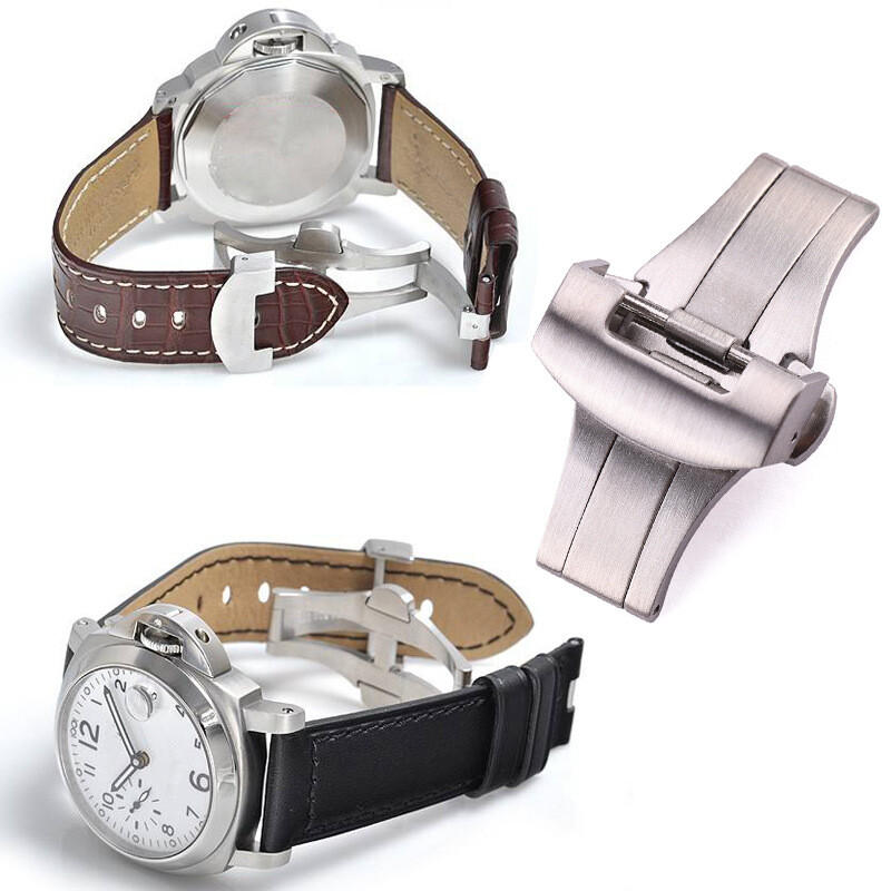 Premium Brushed Stainless Steel Butterfly Watch Buckle Clasp 20 22mm for Panerai