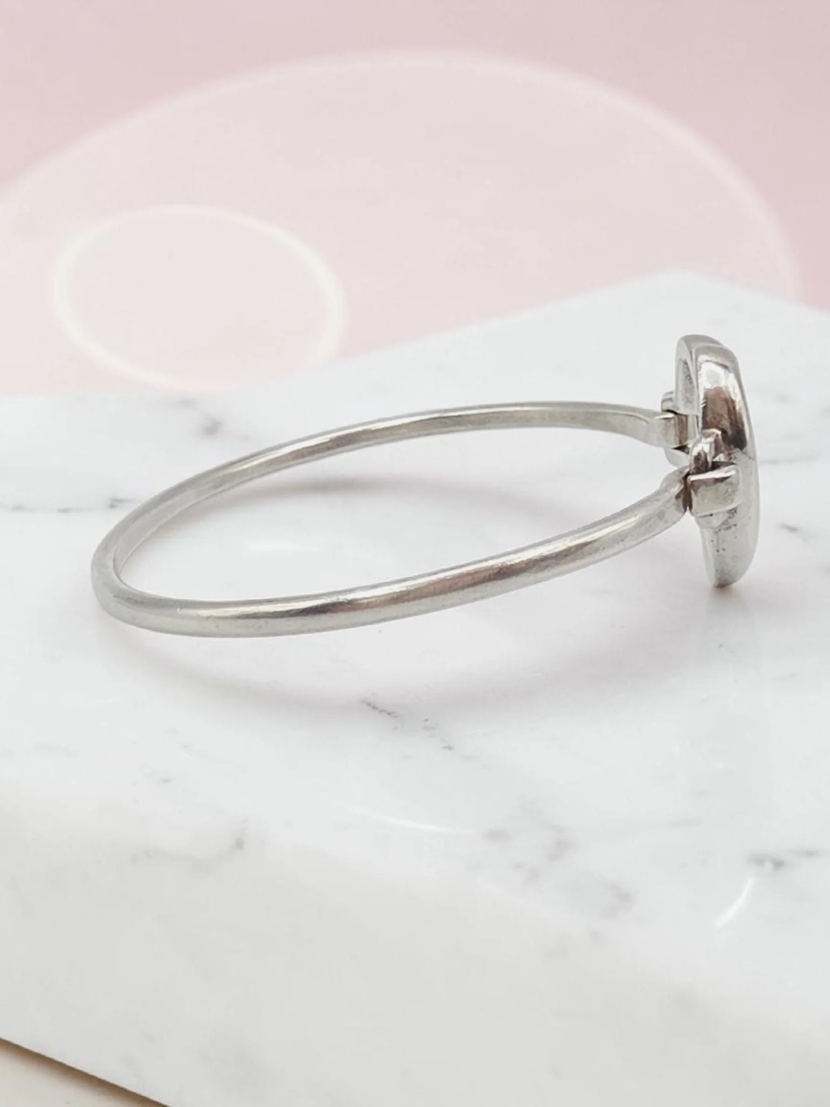 RETIRED James Avery Sterling Silver Heart Cross Hook Bracelet – 6.5 Inch