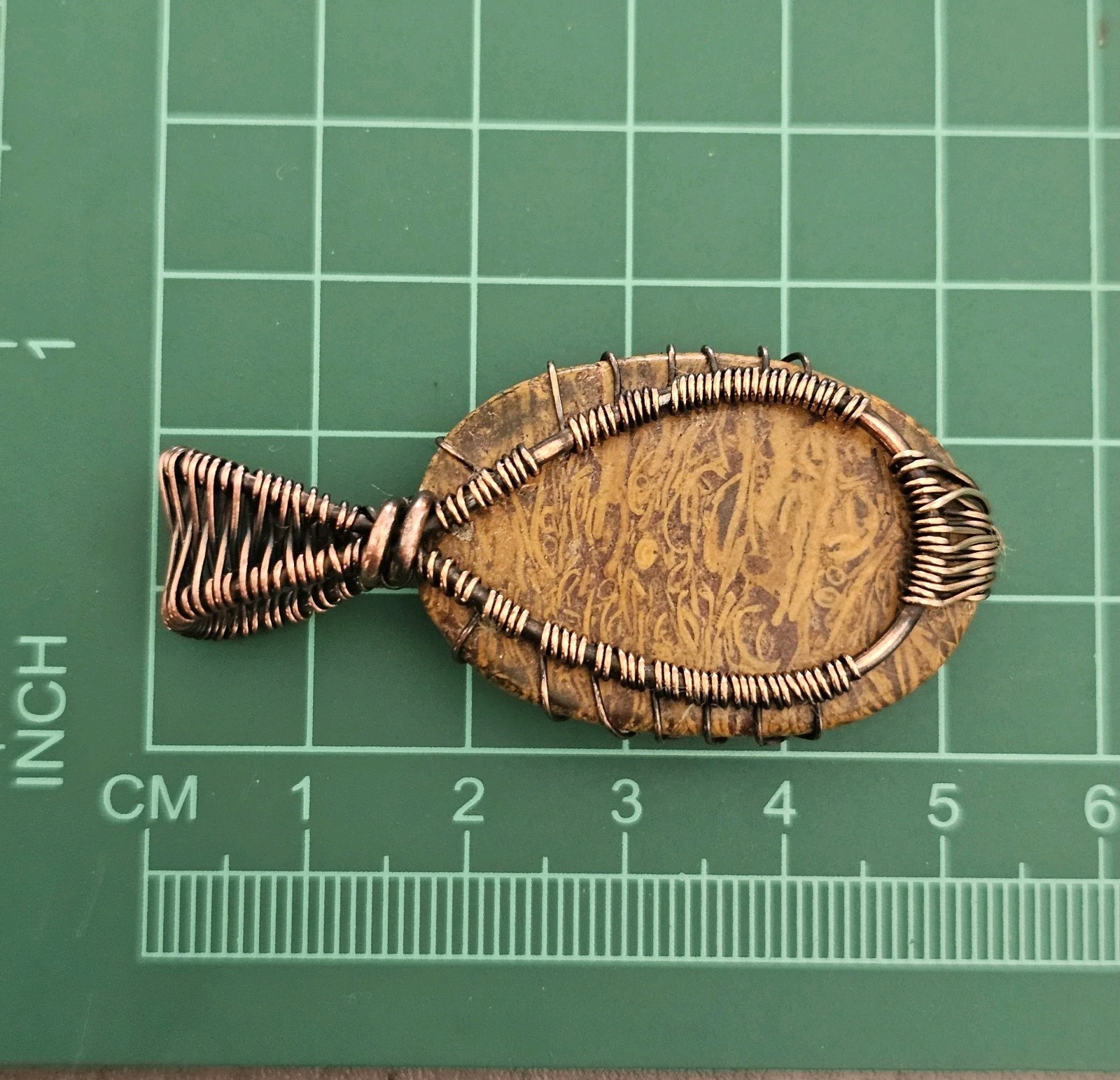 Handcrafted Tree of Life Pendant Mariam Jasper Gemstone Copper Wire Wrapped 2″