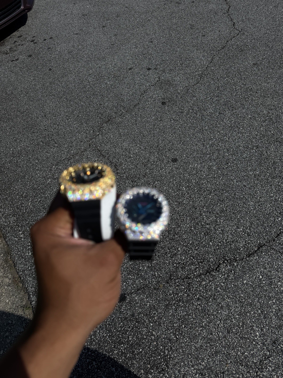 G-SHOCK GA-2100 2-Watch Lot Custom Iced Bezel Gold/Silver Black Resin w/Box 400e