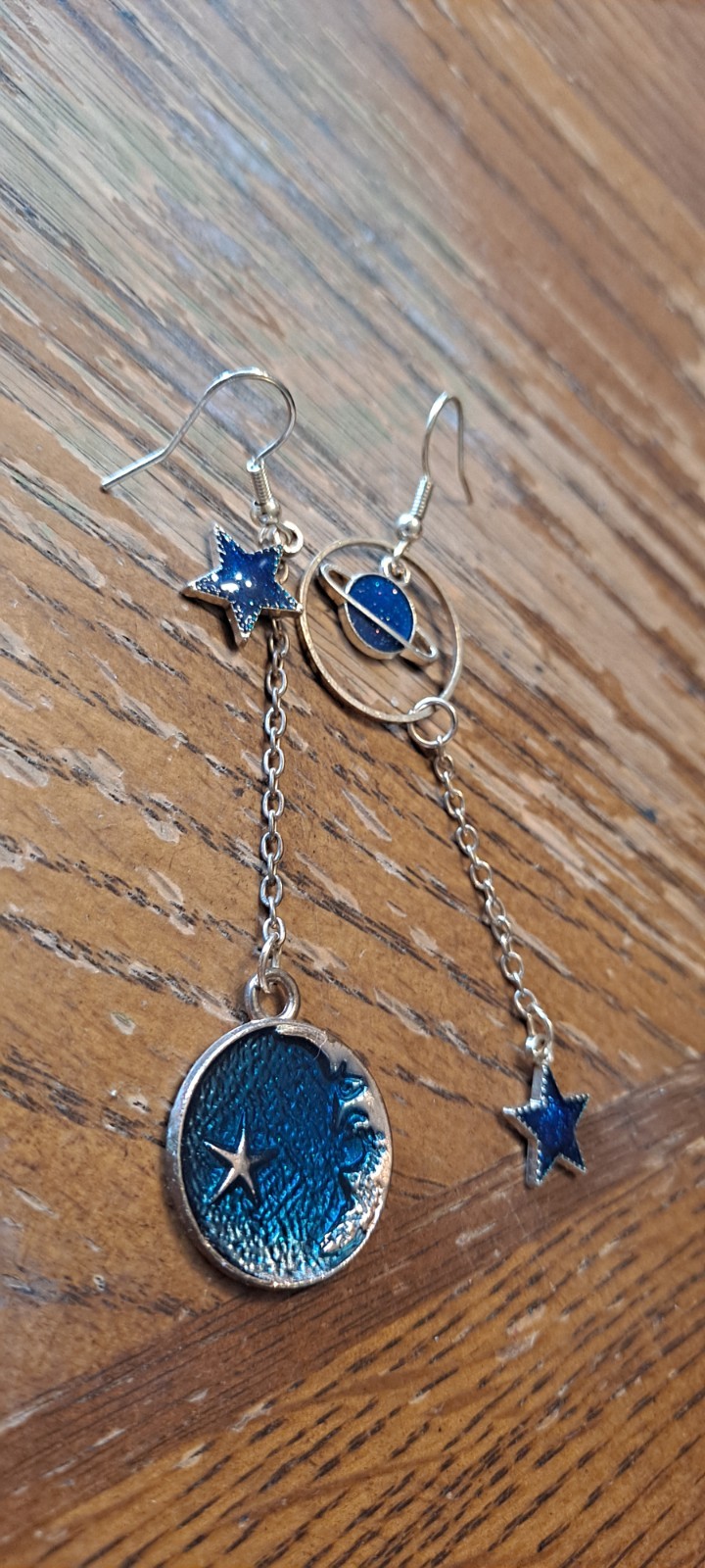 Enamel Moonstar Earrings Dangly