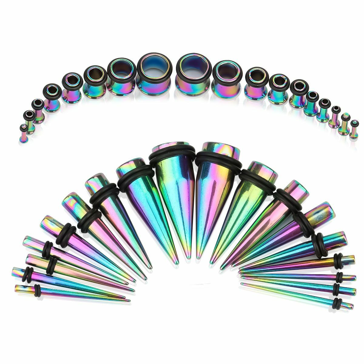 36PCS Stainless Steel Ear Taper Stretching Kit Gauge Expenders set Tunnel Plugs