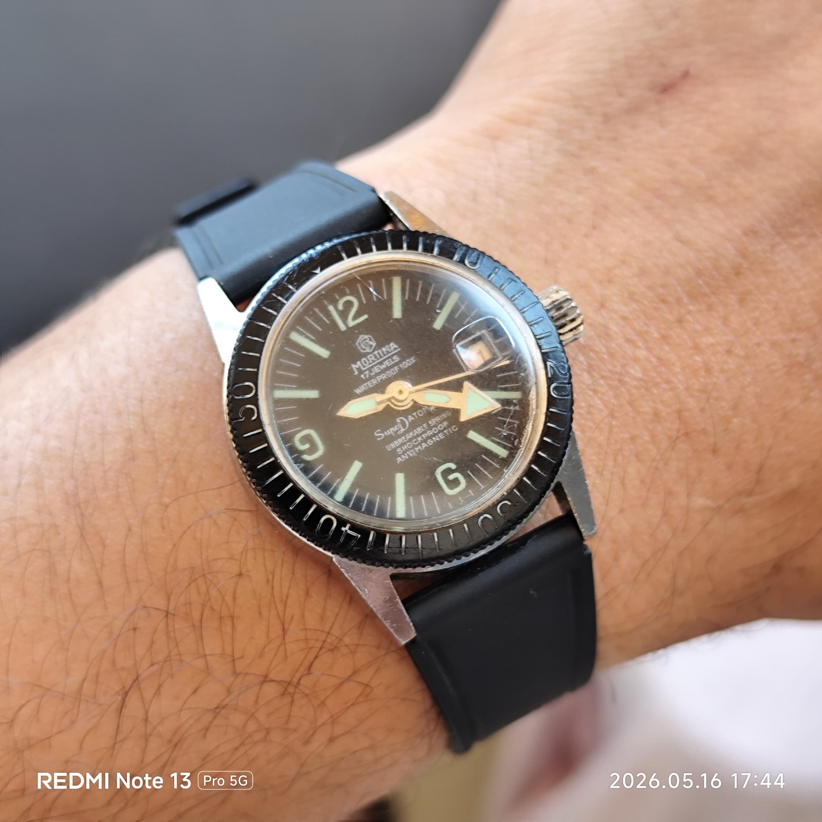 Vintage Mortima Super Datomatic 17 Jewels Mechanical Skindiver Watch – 1970s