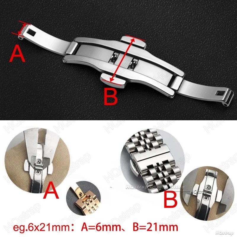 Butterfly Clasp for Watch Band Stainless Steel Folding Deployment Buckle