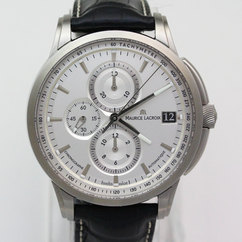 Maurice Lacroix Pontos Chronograph Valgranges PT6128 47mm Steel Wristwatch + Box