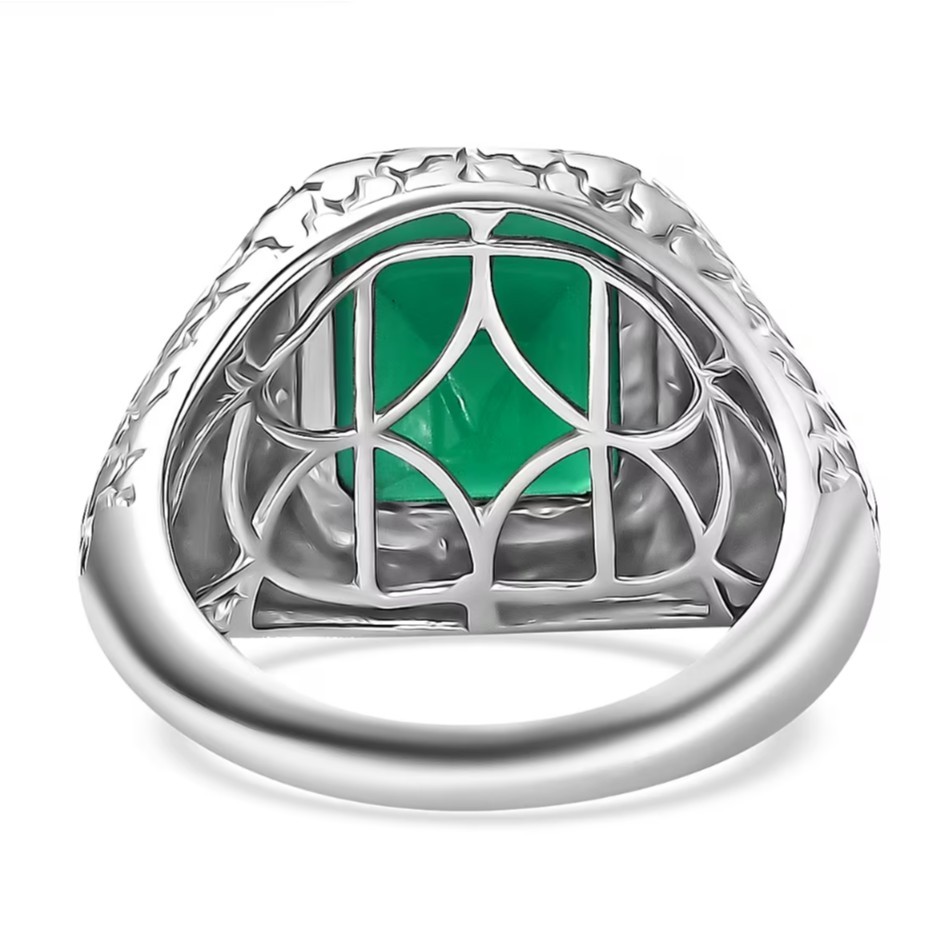 D’Joy Verde Onyx 5.85 ctw Art Deco Ring Size 6 in Rhodium Over Sterling Silver