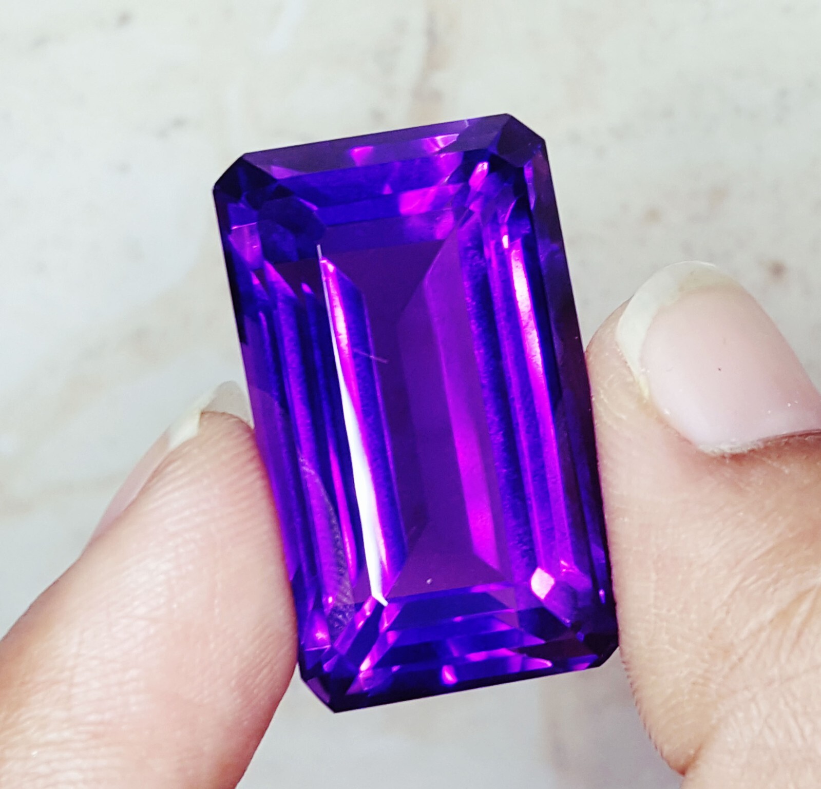Loose Gemstone 50 Ct Natural Violet Amethyst Untreated Certified Emerald G103