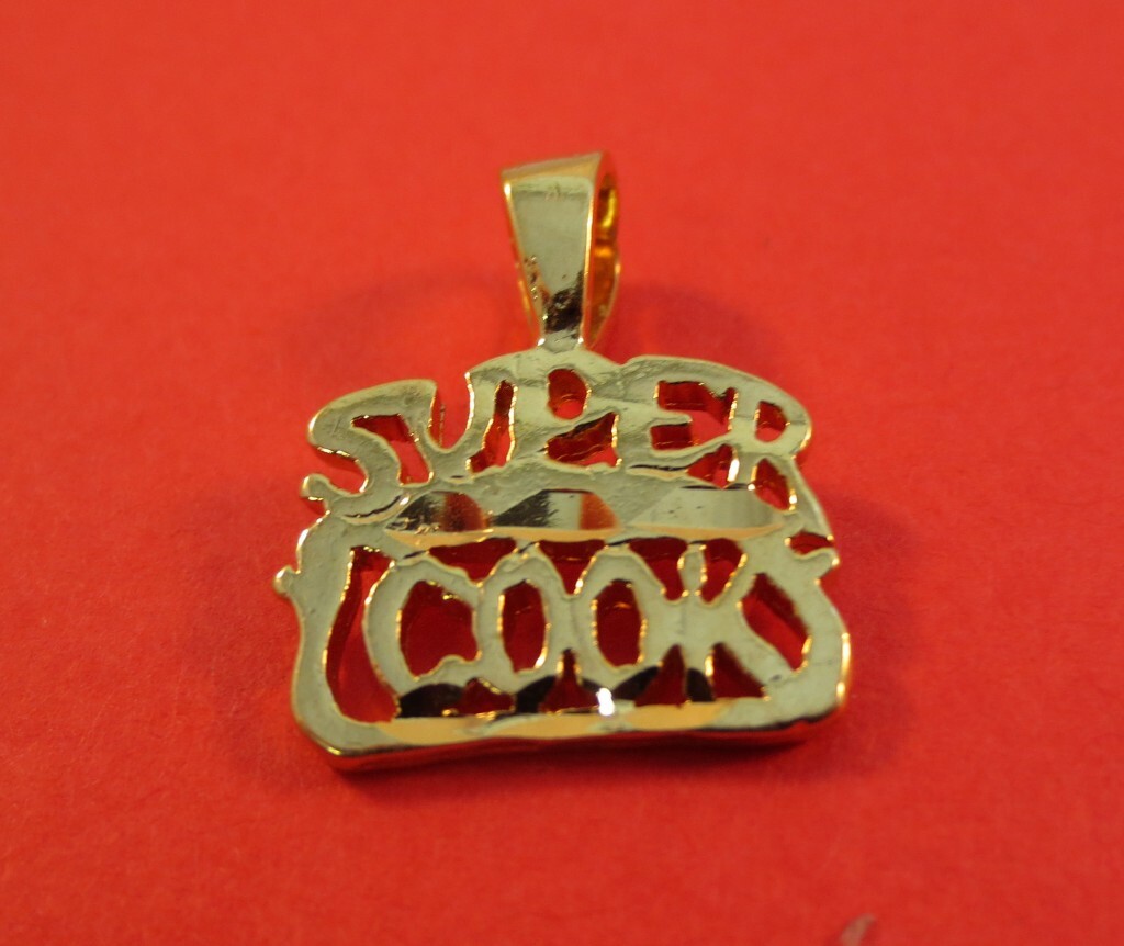 14KT GOLD EP SUPER COOK WORD PENDANT CHARM- 2359