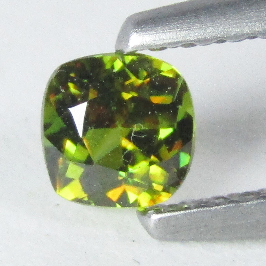 0.39Cts Natural Genuine Firing Sphene Titanite Cushion Cut 4.4mm Gem Ref VDO